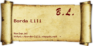 Borda Lili névjegykártya